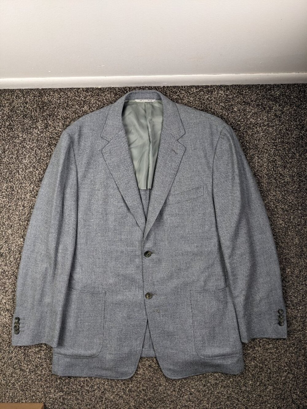 Canali Sport Coat Kei Jacket Unstructured Wool Cashmere Gray Blue 42R *Flaw